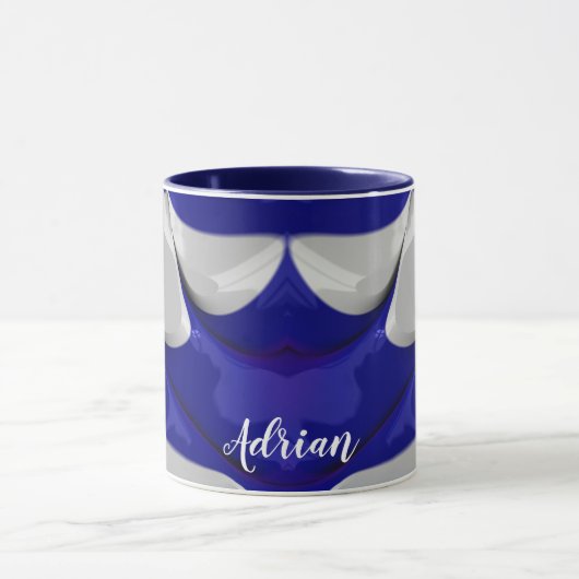 ADRIAN GLOSSY 3D Glossy Blue White to Mug マグカップ (中央)