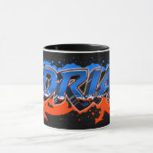 Adrian Vorname Name Graffiti blue orange Tasse マグカップ (中央)