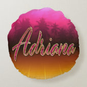 Adriana Vorname Name golden pink Kissen ラウンドクッション (裏面)