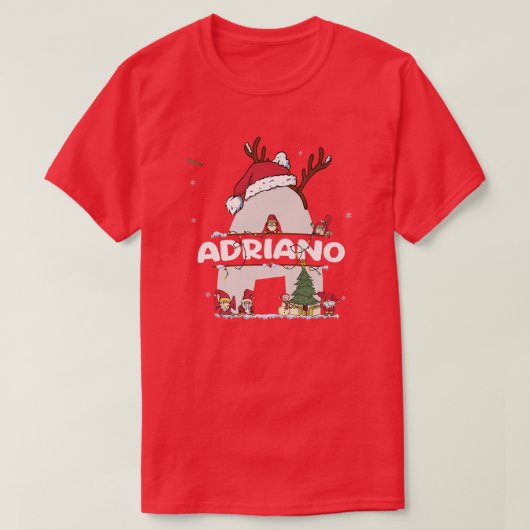 Adriano Christmasw Adrianoクリスマスの名前 Tシャツ (デザイン正面)