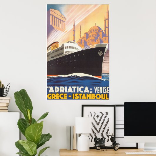 AdriaticaヴェニスグレスイスタンブールVintage旅行ポー ポスター (ホームオフィス)