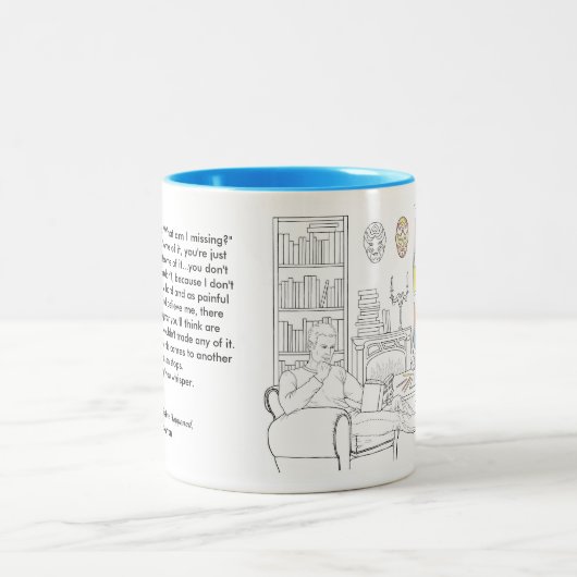 AdrienおよびJakeのぬり絵帳のマグ(引用文と) ツートーンマグカップ (中央)