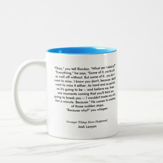 AdrienおよびJakeのぬり絵帳のマグ(引用文と) ツートーンマグカップ (左)