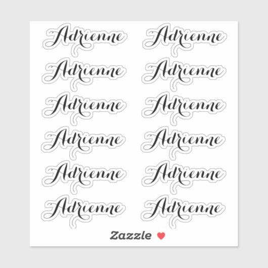 Adrienne — Cursive Script Name Label Stickers シール (シート)