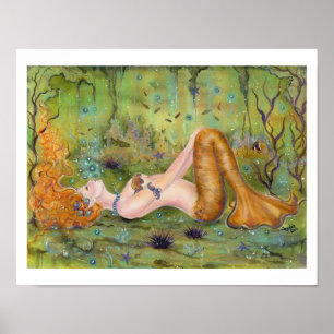 Adrift mermaid wrapped canvasプリントby Renee ポスター