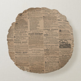 Ads of the Past, NY 1856 Round Pillow ラウンドクッション