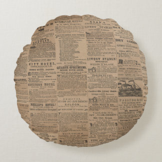 Ads of the Past, NY 1856 Round Pillow ラウンドクッション