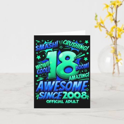 Adult 18 Year Old For Boys 18th Birthday Boy カード (黄色い花)