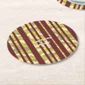 Adult Any Age Happy Birthday Camo Stripes Pattern ラウンドペーパーコースター (アングル)