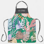 Adult Apron : Abstract Leaves (green) & Text Bar エプロン (正面)