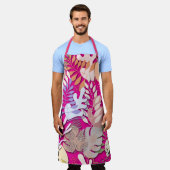 Adult Apron : Abstract Leaves (magenta) エプロン (着用した状態)