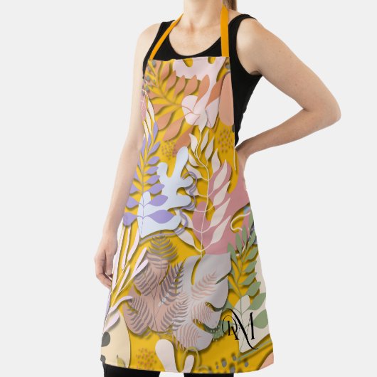 Adult Apron : Abstract Leaves (orange) エプロン (インサイチュ)
