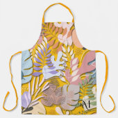 Adult Apron : Abstract Leaves (orange) エプロン (正面)