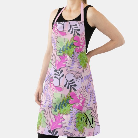 Adult Apron : Abstract Leaves (pink) エプロン (インサイチュ)