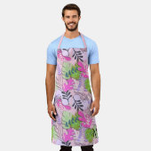 Adult Apron : Abstract Leaves (pink) エプロン (着用した状態)