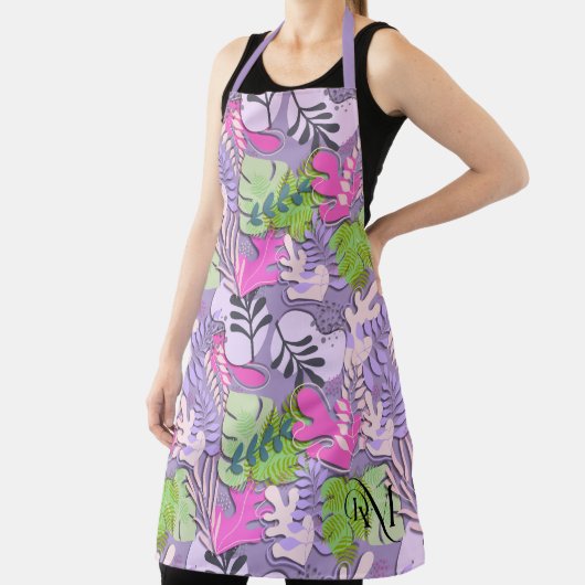 Adult Apron : Abstract Leaves (purple) エプロン (インサイチュ)