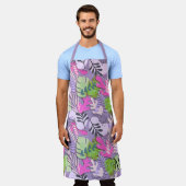 Adult Apron : Abstract Leaves (purple) エプロン (着用した状態)