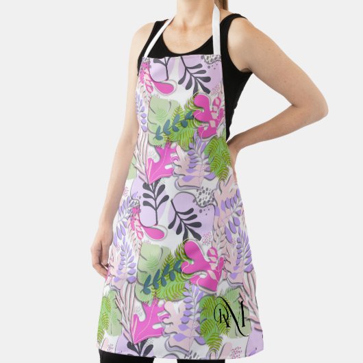 Adult Apron : Abstract Leaves (white) エプロン (インサイチュ)