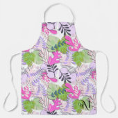 Adult Apron : Abstract Leaves (white) エプロン (正面)