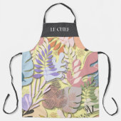 Adult Apron : Abstract Leaves (yellow) & Text Bar エプロン (正面)