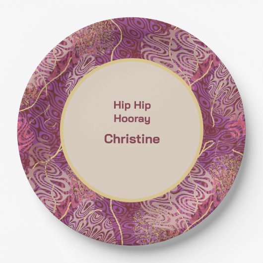 Adult Birthday Silhouette Stencil Art Pattern ペーパープレート (正面)