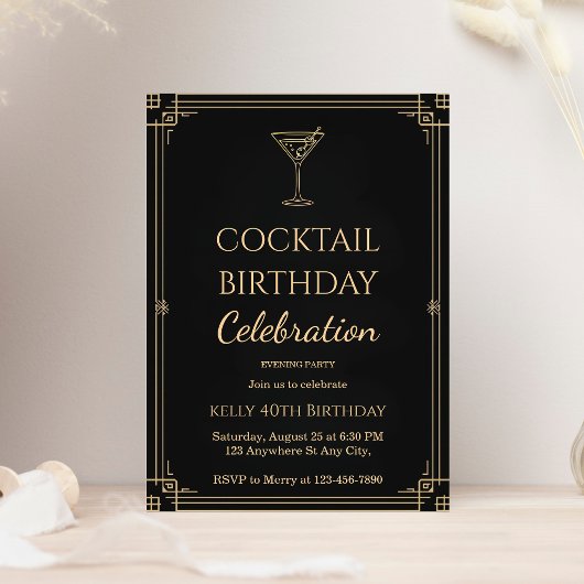 Adult Cocktail Party Birthday 招待状