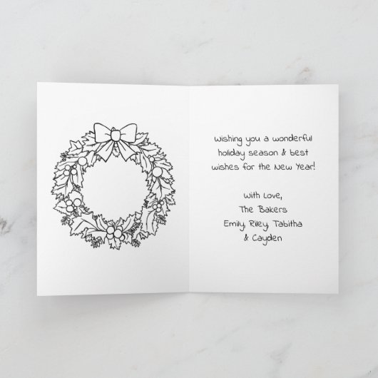 Adult Coloring Personalized Christmas  カード (内部)