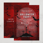 Adult Halloween Party Invitation - Red & Black 招待状 (正面/裏面)