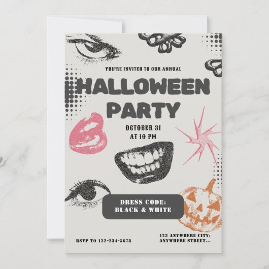 Adult Halloween Party Vintage Invitation  招待状 (正面)