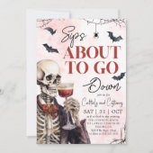 Adult Halloween Sips About to Go Down Skeleton 招待状 (正面)
