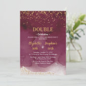 Adult Joint Birthday Party | Purple Gold Glitter 招待状 (スタンド正面)