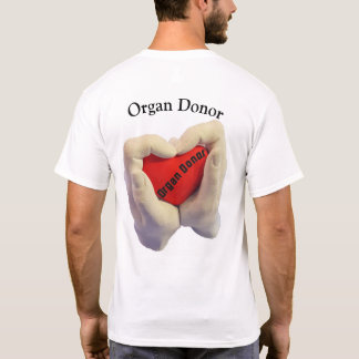 Adult woman and men hand hold a red heart, health tシャツ