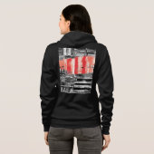 Adult Zip-Up Hoodie – Red Pulse Abstract Design パーカ (裏面フル)