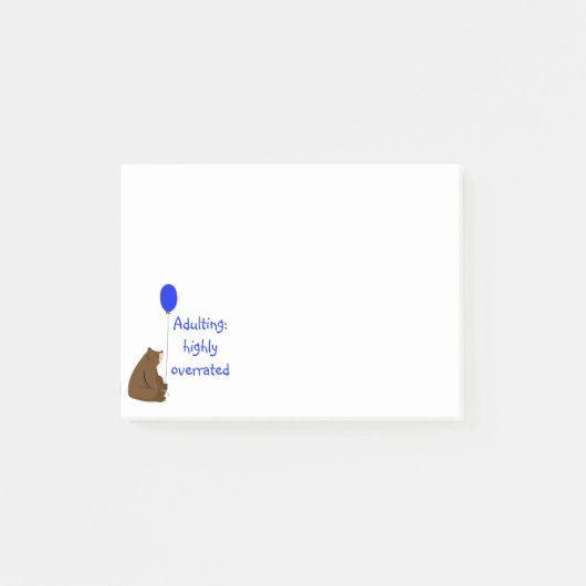 Adulting: highly overrated. Fun Balloon Bear Quote ポストイット (正面)