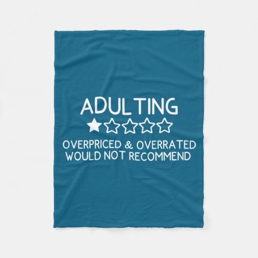Adulting Shirt Funny Adul 1 Star Review  フリースブランケット (正面)