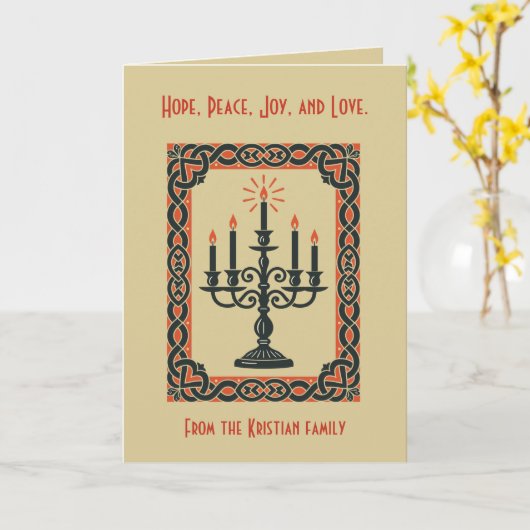 Advent Candelabra Minimal Nordic Christmas カード (黄色い花)