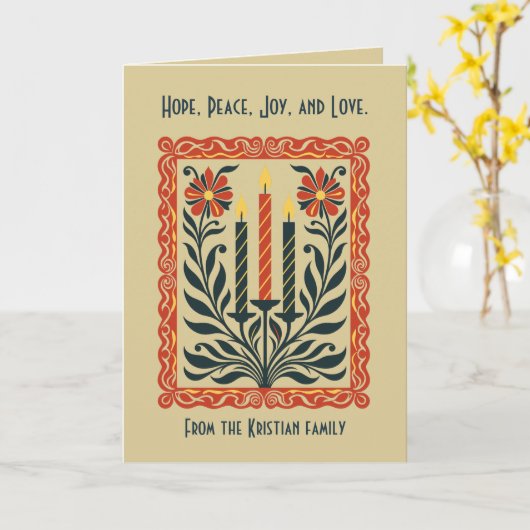 Advent Candelabra Minimal Nordic Christmas Floral カード (黄色い花)