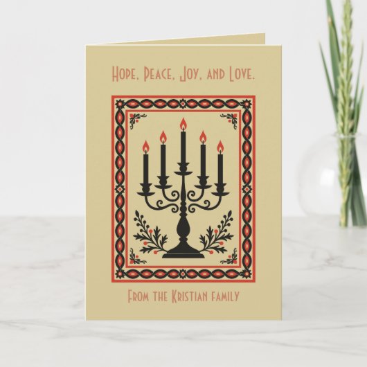 Advent Candelabra Stylized Nordic Christmas  カード (正面)