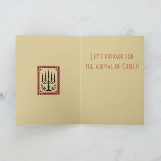 Advent Candelabra Stylized Nordic Christmas カード (内部)