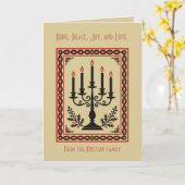 Advent Candelabra Stylized Nordic Christmas  カード (黄色い花)
