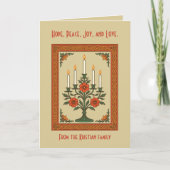 Advent Candelabra Stylized Nordic Christmas Floral カード (正面)