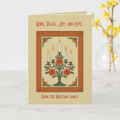 Advent Candelabra Stylized Nordic Christmas Floral カード (黄色い花)