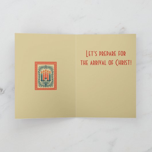 Advent Candelabra Stylized Nordic Christmas Nature カード (内部)