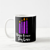 Advent Evergreen Wreath Candles Hope Peace Joy Lov コーヒーマグカップ (左)