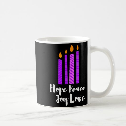 Advent Evergreen Wreath Candles Hope Peace Joy Lov コーヒーマグカップ (右)