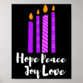 Advent Evergreen Wreath Candles Hope Peace Joy Lov ポスター (正面)