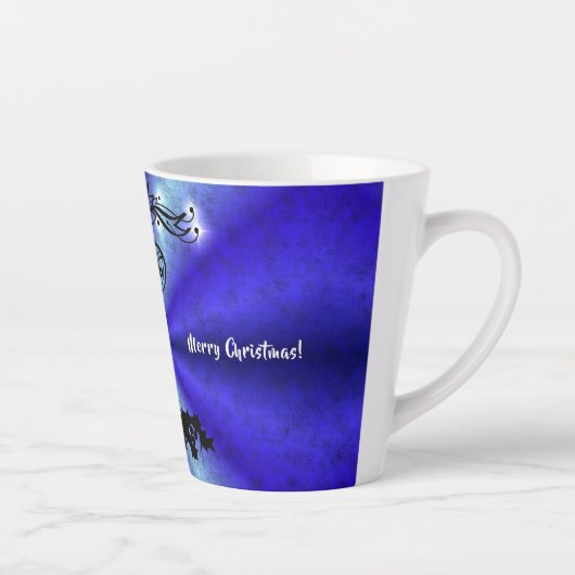 Adventance, Christmas Artdeco on Blue Green Rainbo カフェラテマグ (右)