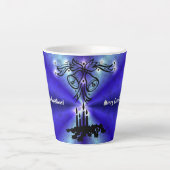 Adventance, Christmas Artdeco on Blue Green Rainbo カフェラテマグ (正面)