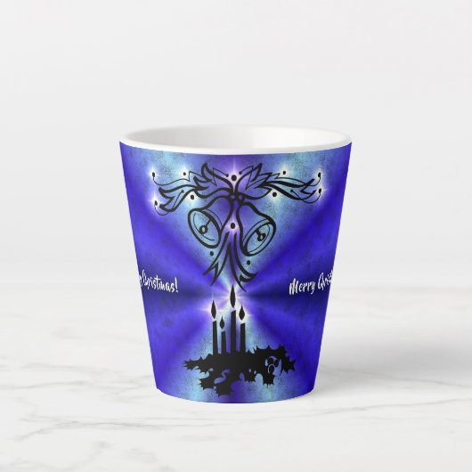 Adventance, Christmas Artdeco on Blue Green Rainbo カフェラテマグ (正面)