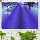 Adventance, Christmas Artdeco on Blue Green Rainbo キッチンタオル (折り畳み)